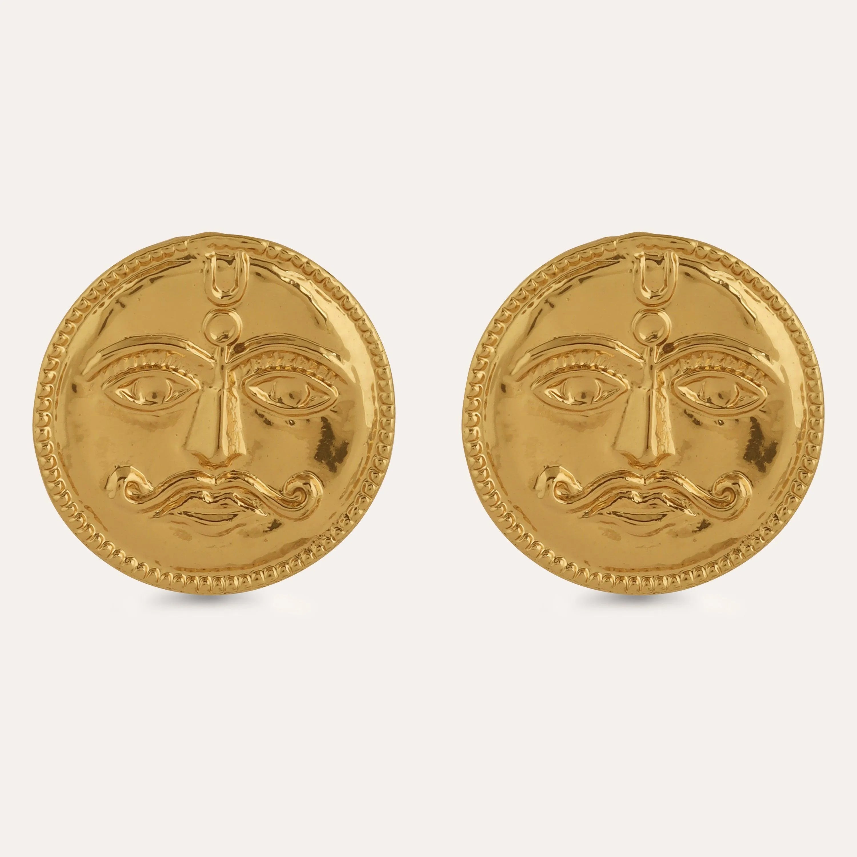 TFC Sunface Gold Plated Statement Stud Earrings-Discover daily wear gold earrings including stud earrings, hoop earrings, and pearl earrings, perfect as earrings for women and earrings for girls.Find the cheapest fashion jewellery which is anti-tarnish only at The Fun company