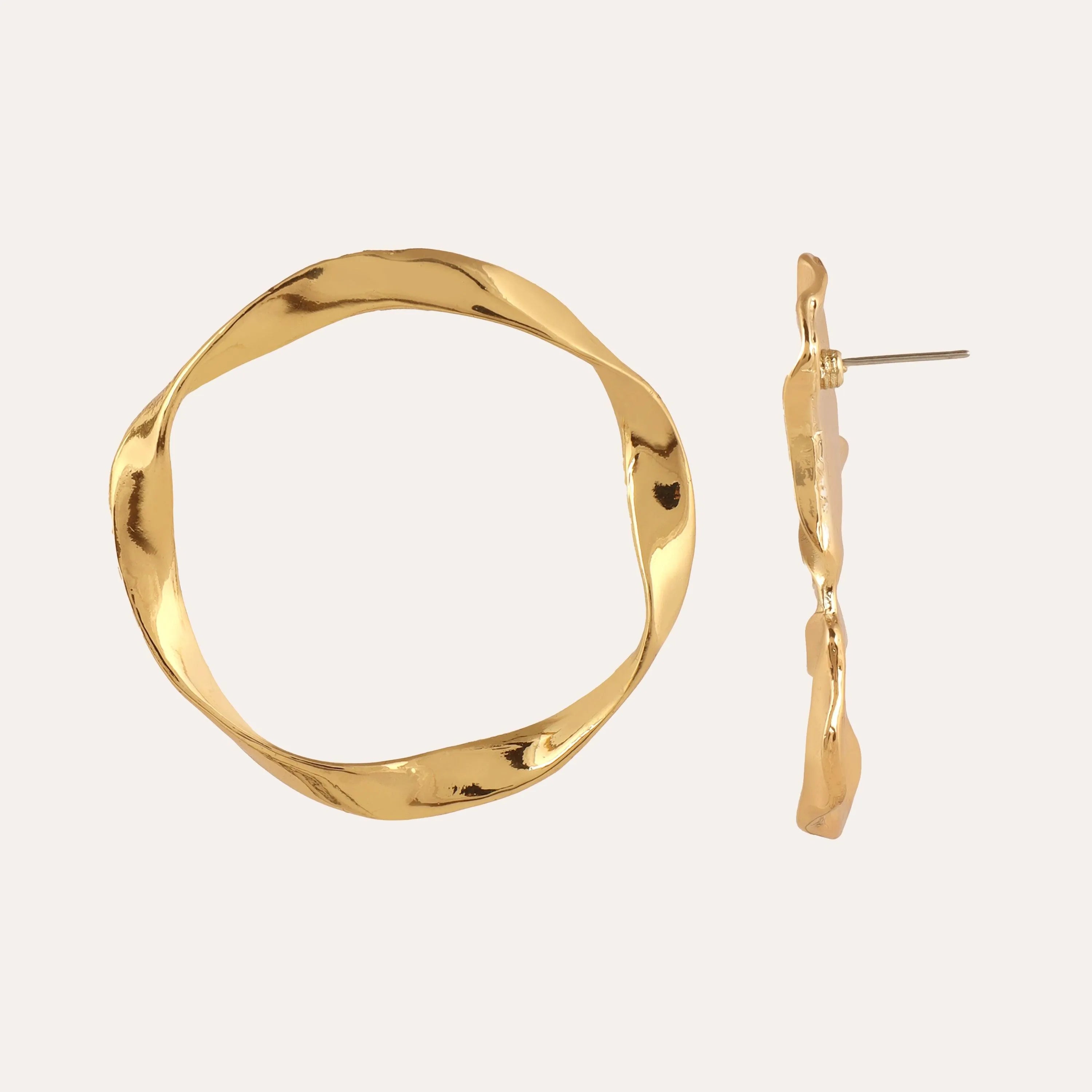 TFC Chunky Gold Plated Statement Hoop Earrings- Discover daily wear gold earrings including stud earrings, hoop earrings, and pearl earrings, perfect as earrings for women and earrings for girls.Find the cheapest fashion jewellery which is anti-tarnish only at The Fun company.