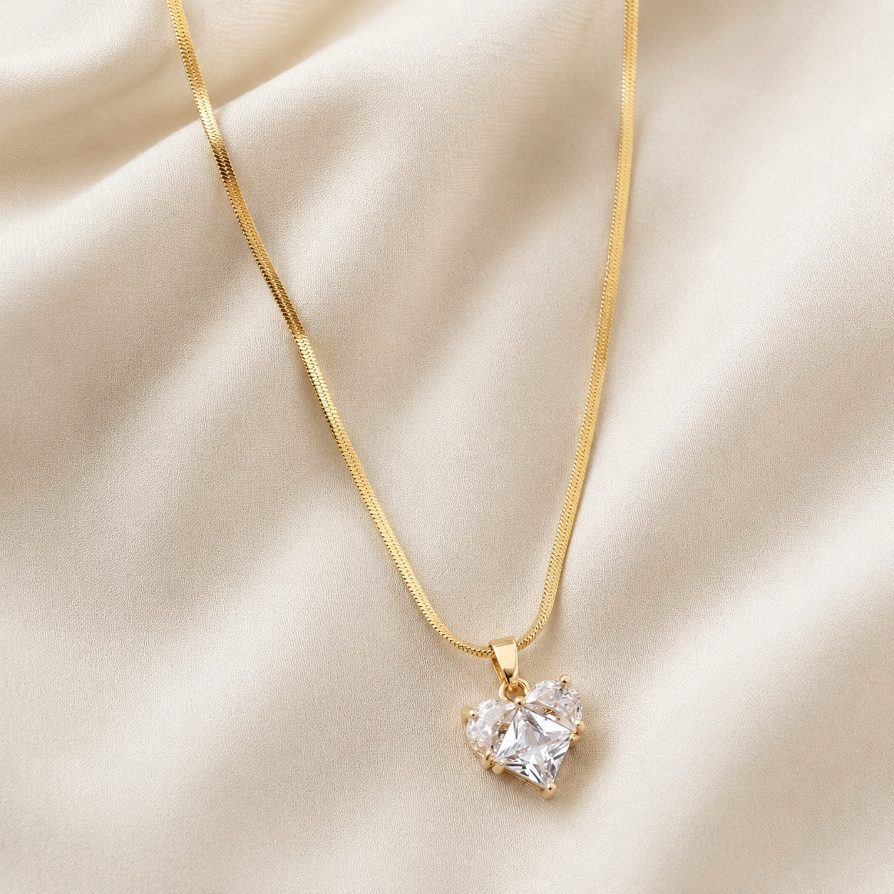 TFC Diamond Heart Gold Plated Pendant Necklace
