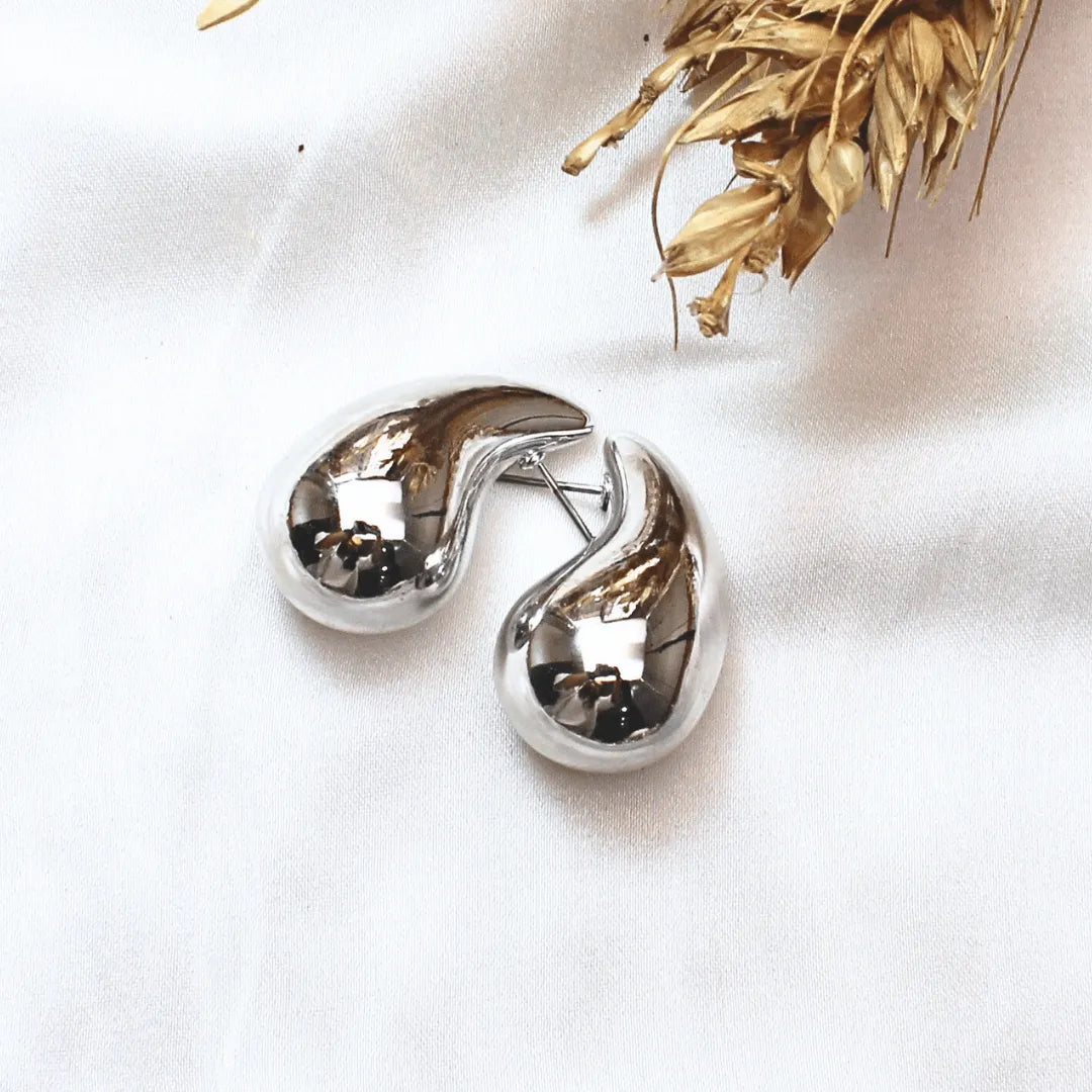 TFC Trendy Biggest Bottega Teardrop Silver Plated Stud Earrings