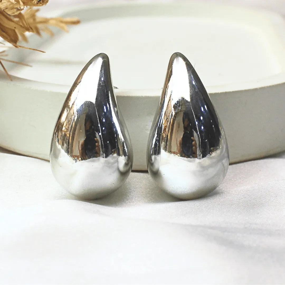 TFC Trendy Biggest Bottega Teardrop Silver Plated Stud Earrings