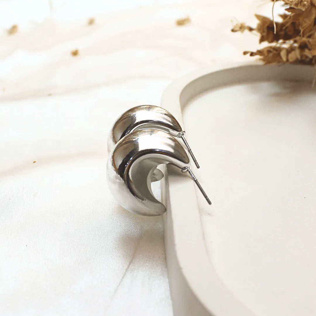 TFC Trendy Big Chic Bottega Silver Plated Stud Earrings