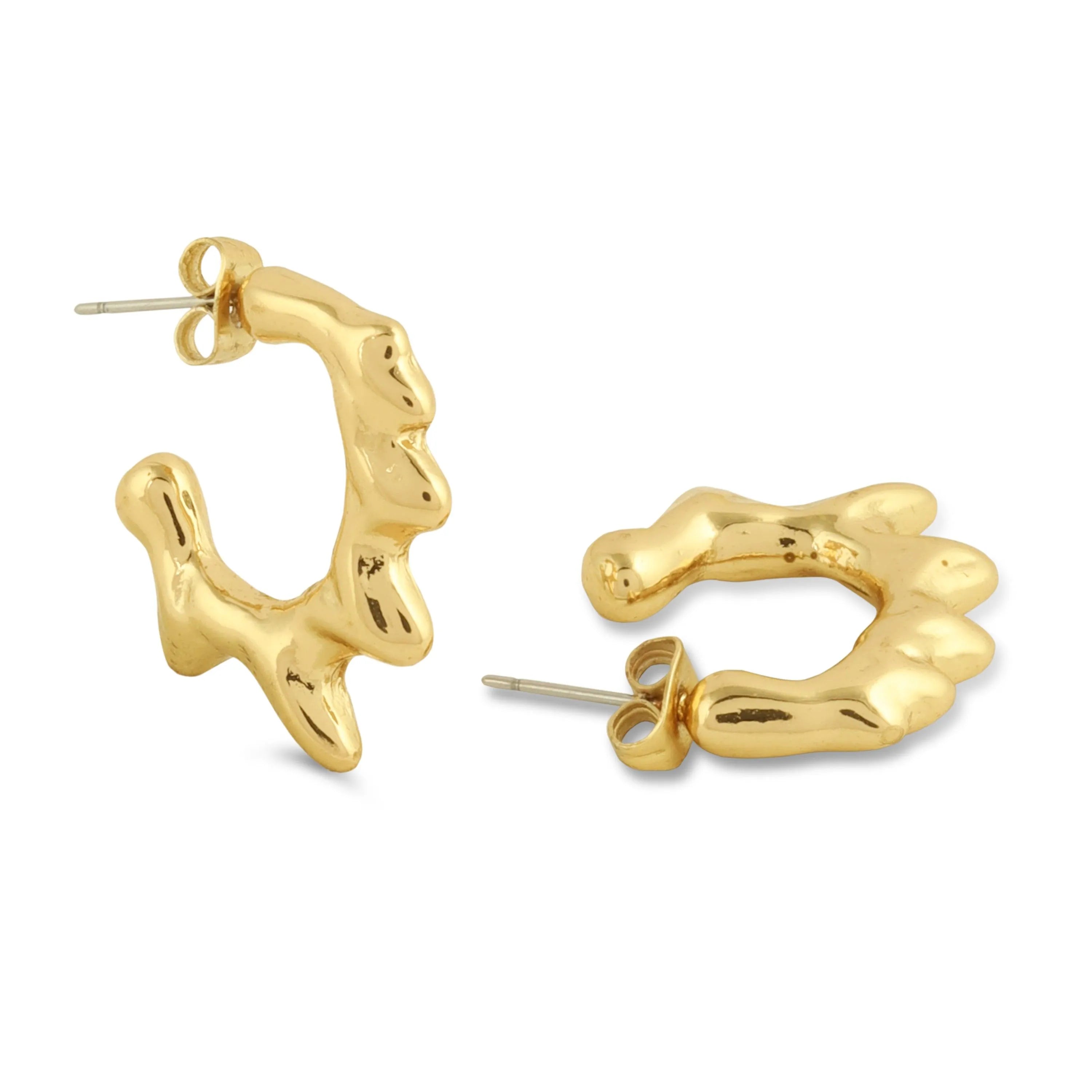 TFC Melted Ice Gold Plated Hoop Earrings-Discover daily wear gold earrings including stud earrings, hoop earrings, and pearl earrings, perfect as earrings for women and earrings for girls.Find the cheapest fashion jewellery which is anti-tarnish only at The Fun company.