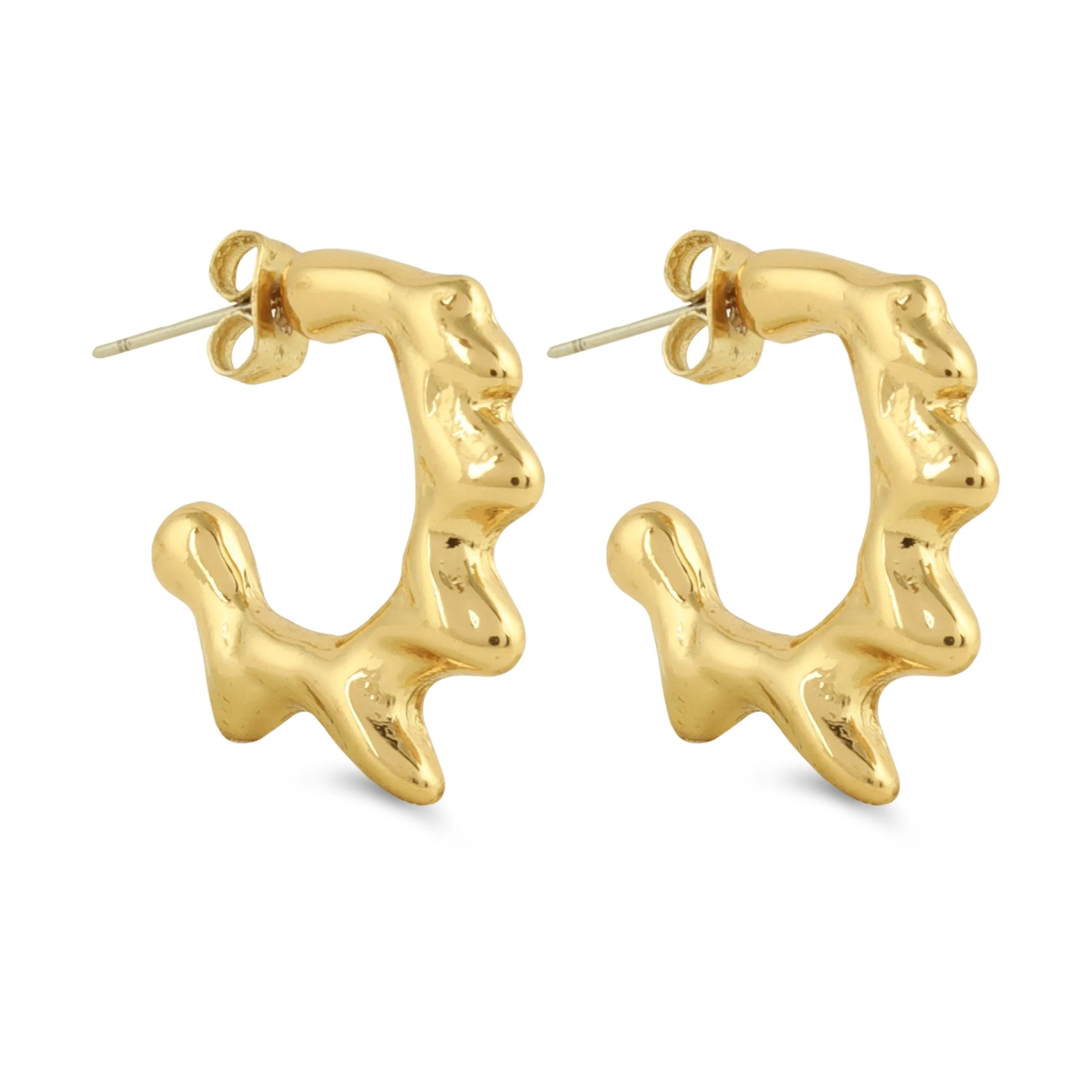 TFC Melted Ice Gold Plated Hoop Earrings-Discover daily wear gold earrings including stud earrings, hoop earrings, and pearl earrings, perfect as earrings for women and earrings for girls.Find the cheapest fashion jewellery which is anti-tarnish only at The Fun company.