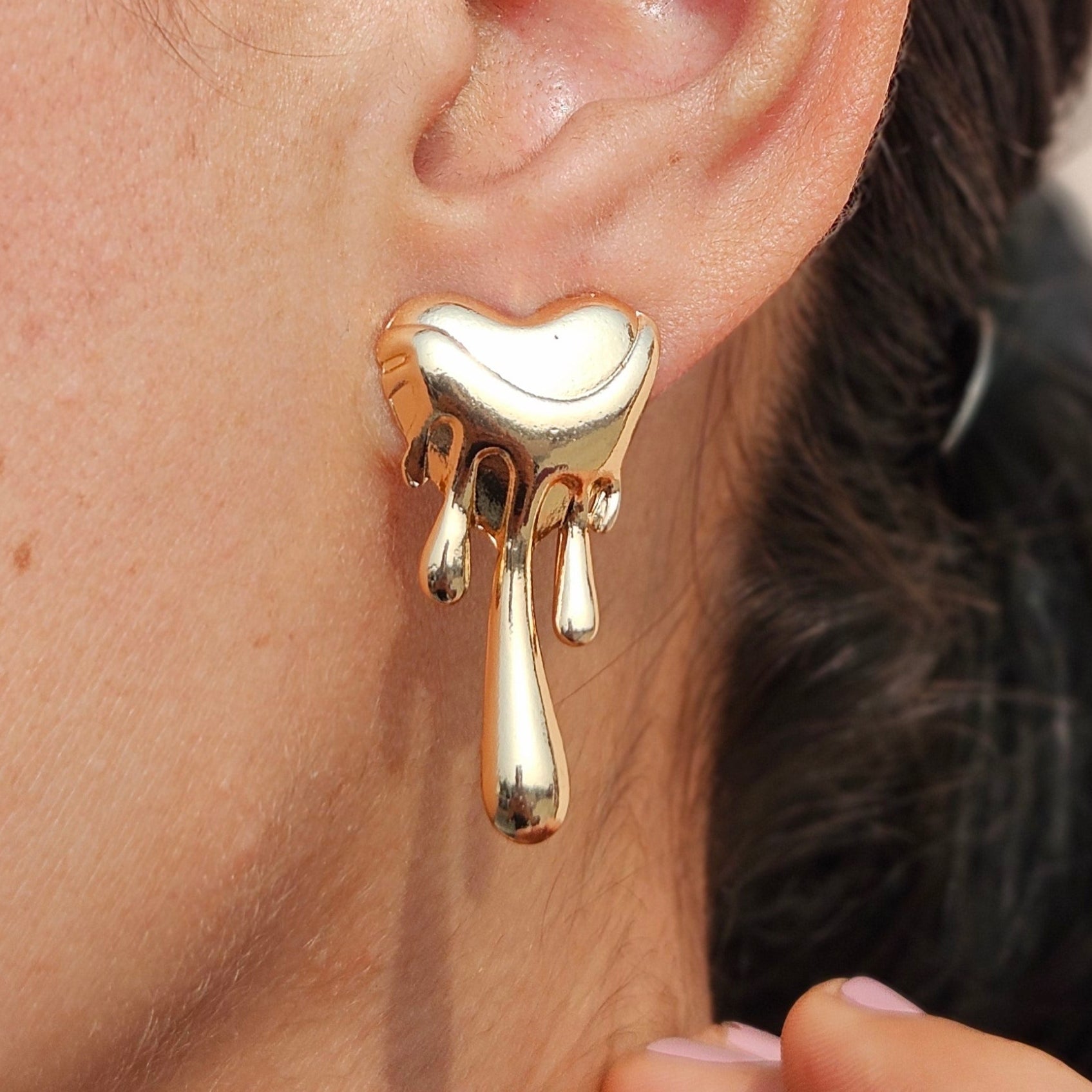 TFC Melting Heart Gold Plated Stud Earrings