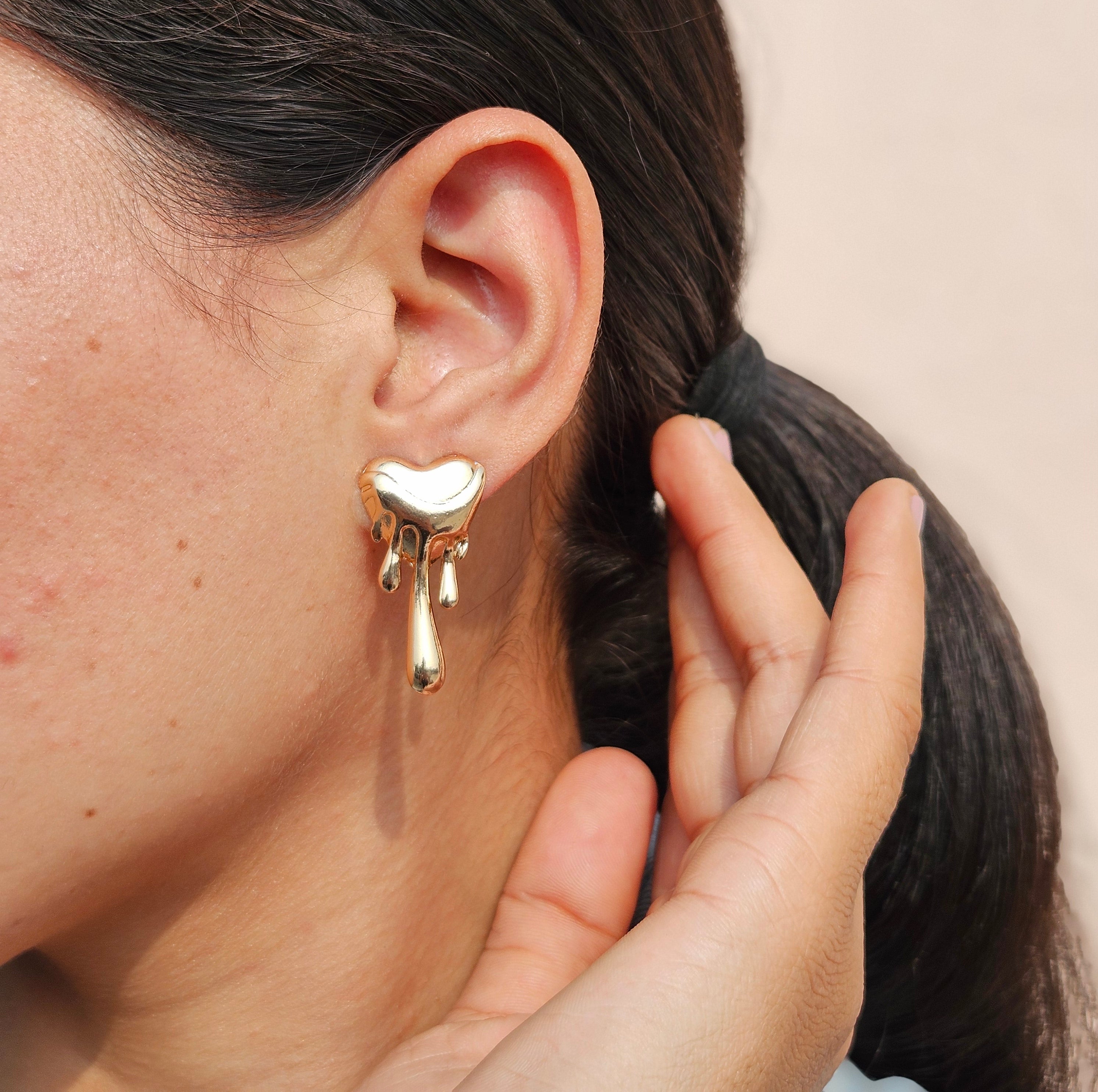 TFC Melting Heart Gold Plated Stud Earrings