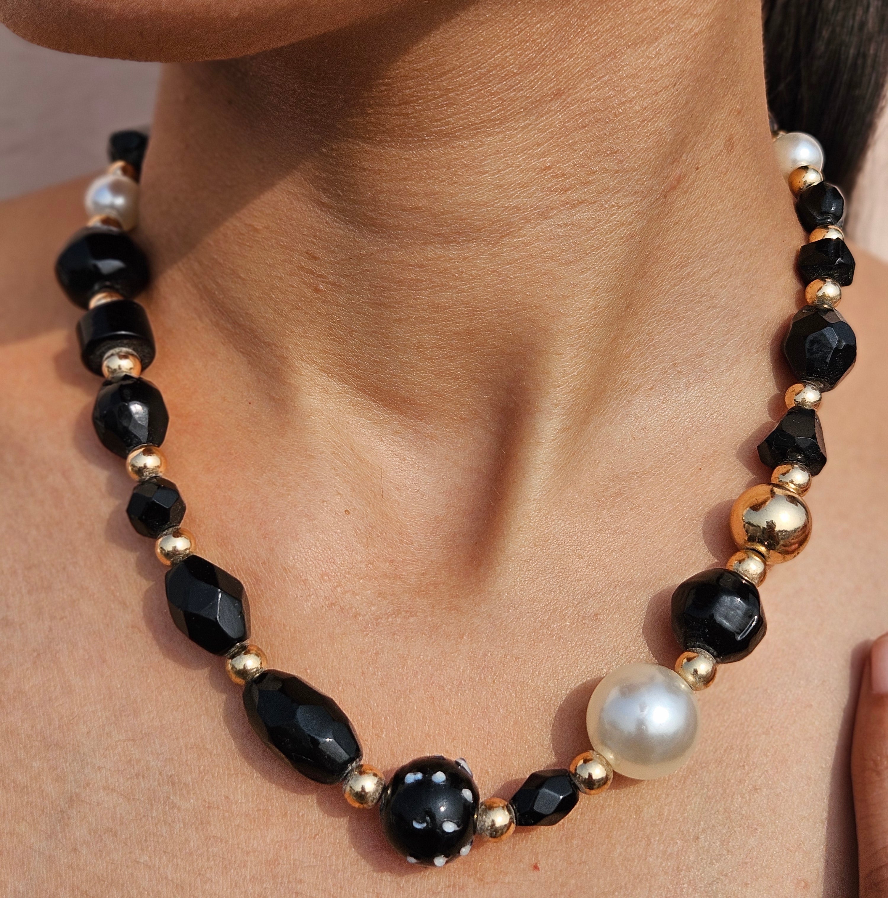 TFC Black Beads Choker Necklace