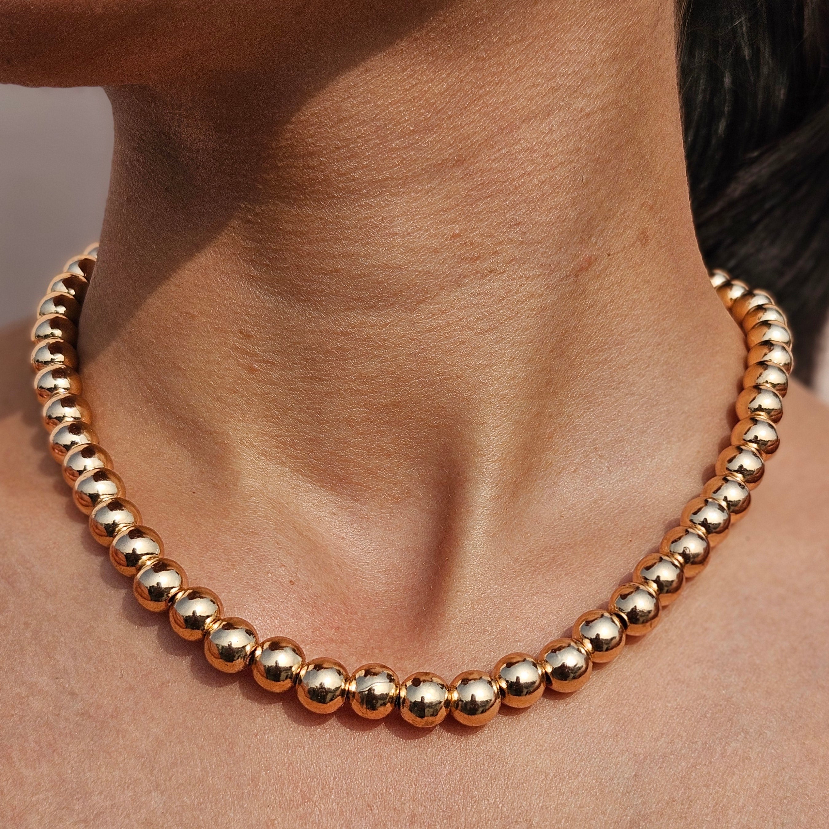 TFC Small Bold Beads Gold Plated Chain Necklace