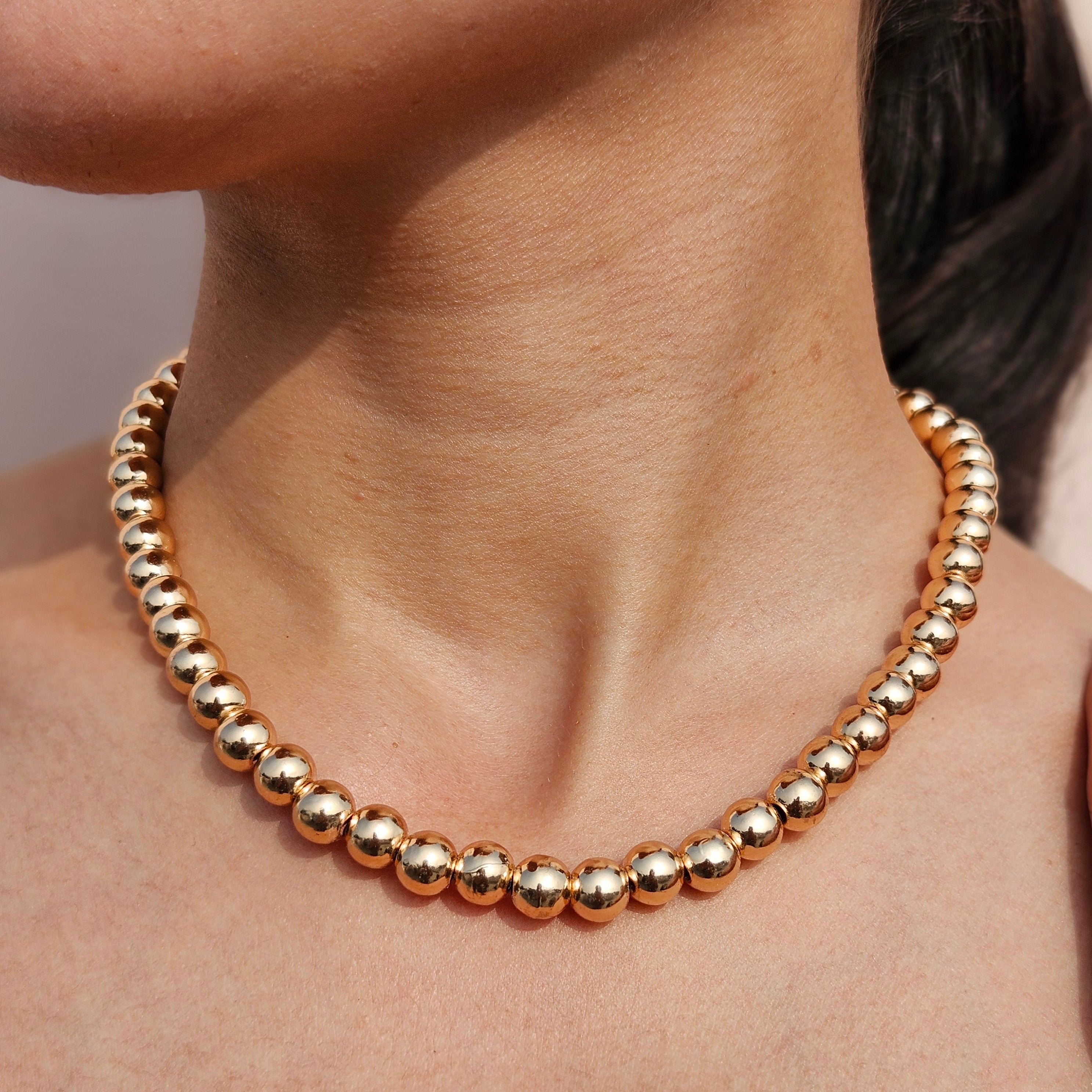 TFC Small Bold Beads Gold Plated Chain Necklace