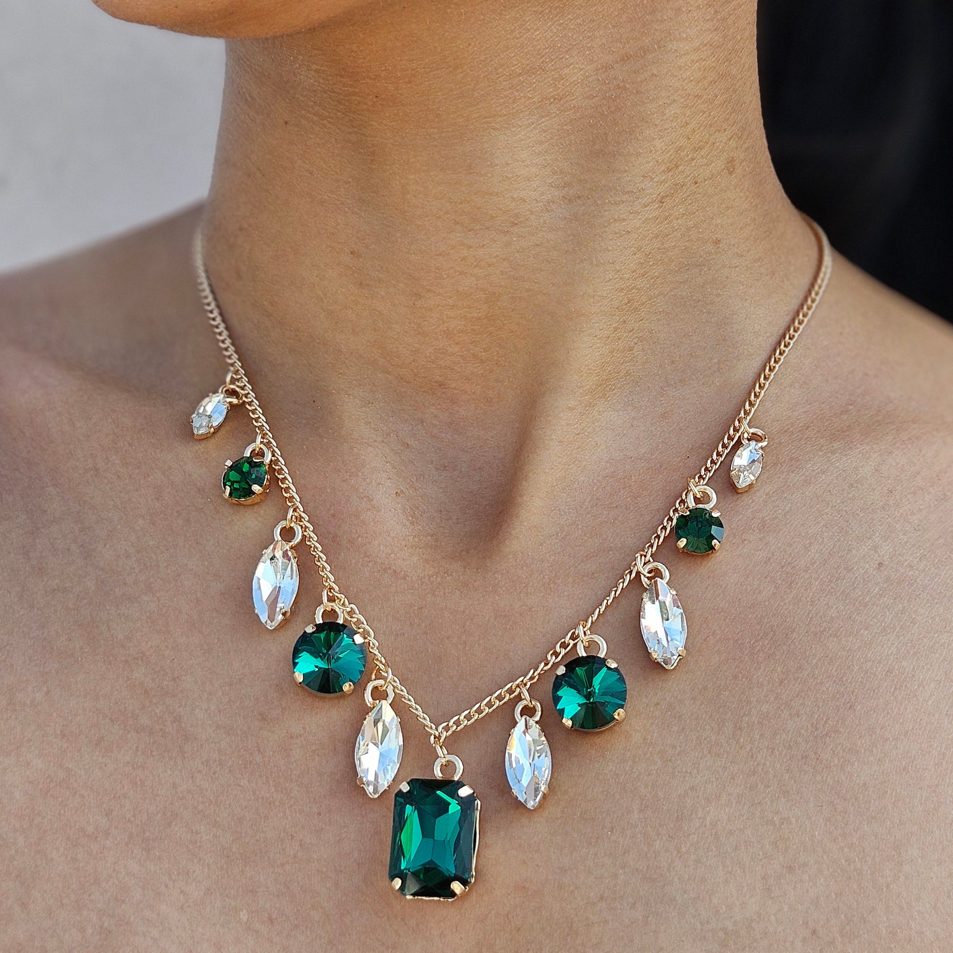 TFC Emerald Charms Gold Plated Necklace