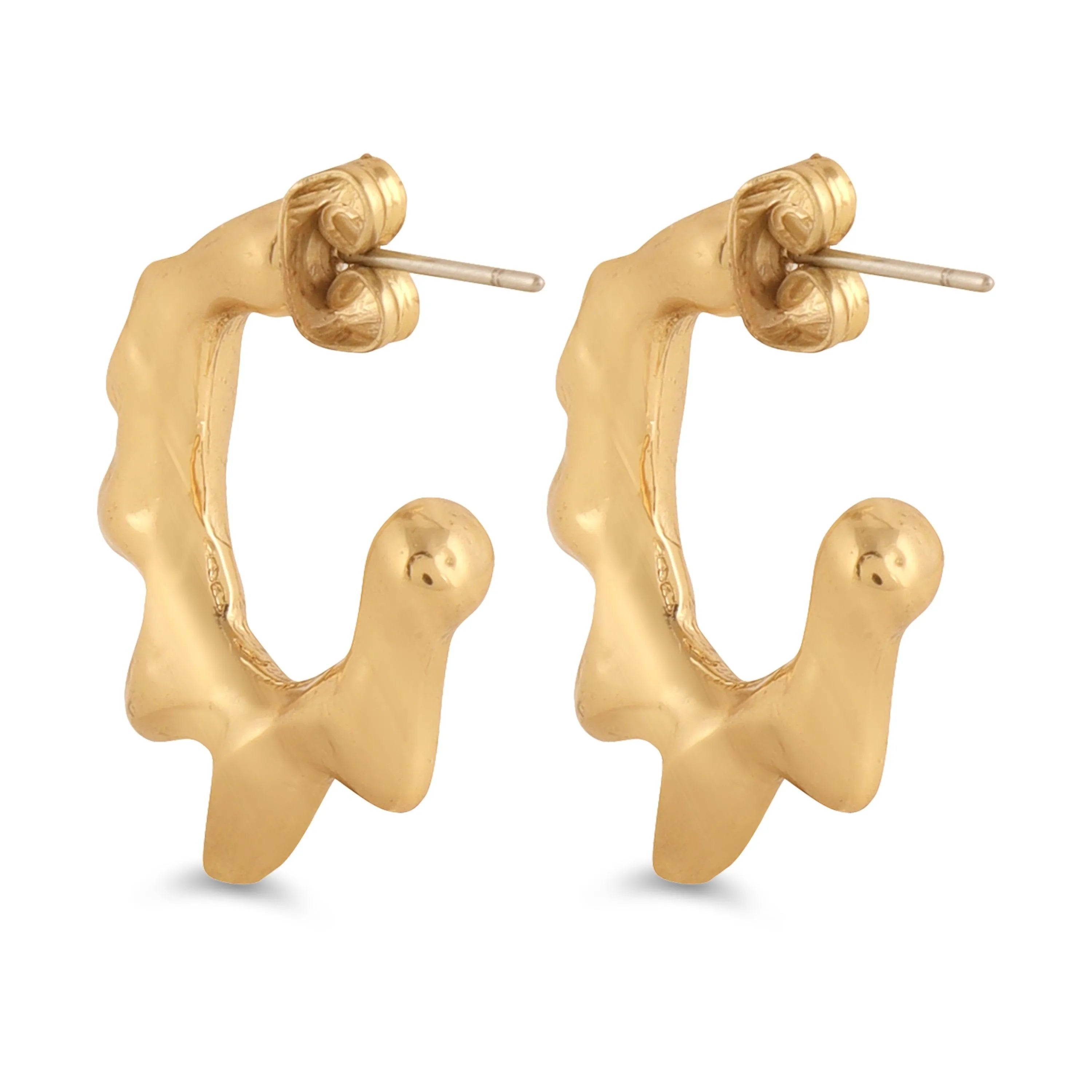 TFC Melted Ice Gold Plated Hoop Earrings-Discover daily wear gold earrings including stud earrings, hoop earrings, and pearl earrings, perfect as earrings for women and earrings for girls.Find the cheapest fashion jewellery which is anti-tarnish only at The Fun company.