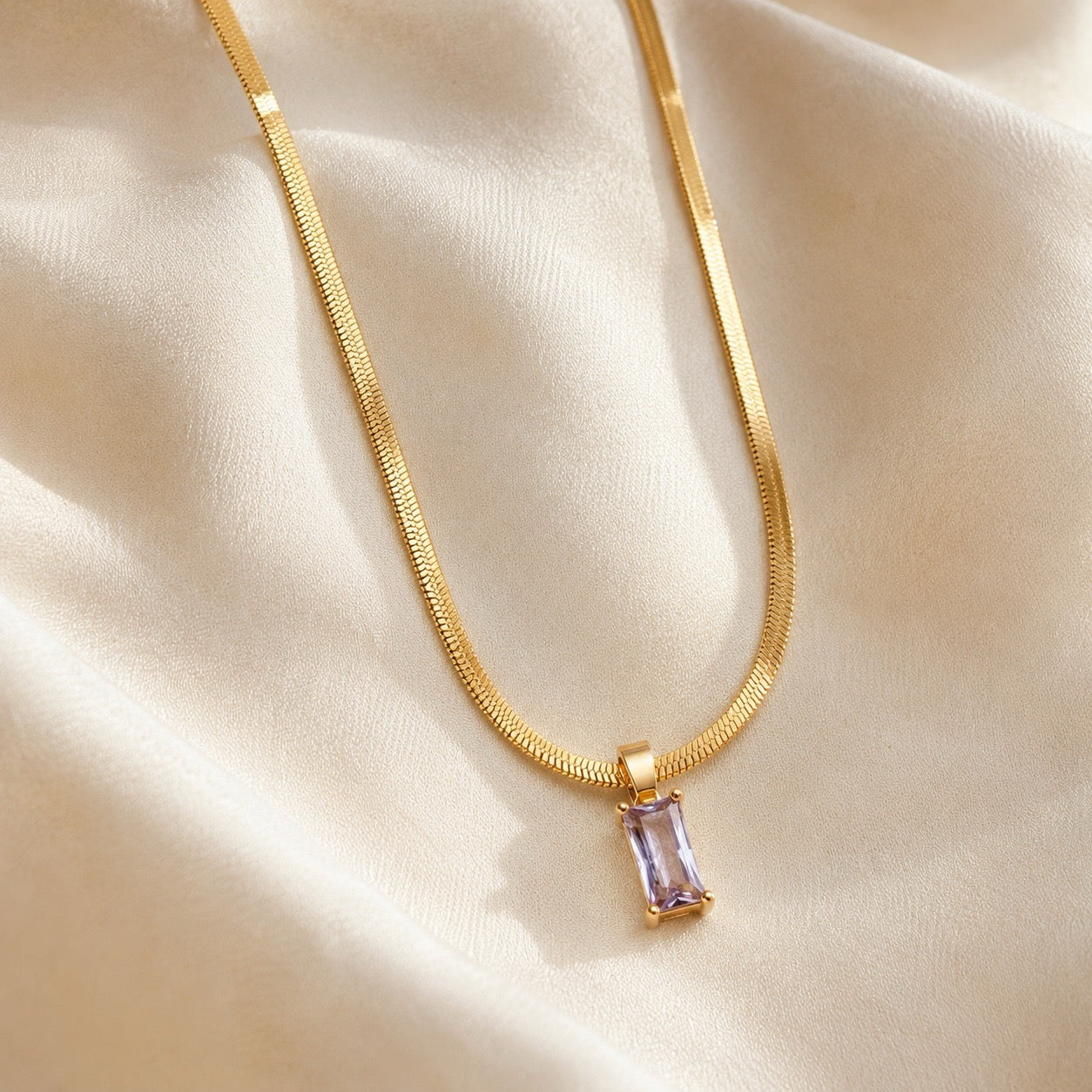 TFC Purple Recto Gold Plated Pendant Necklace
