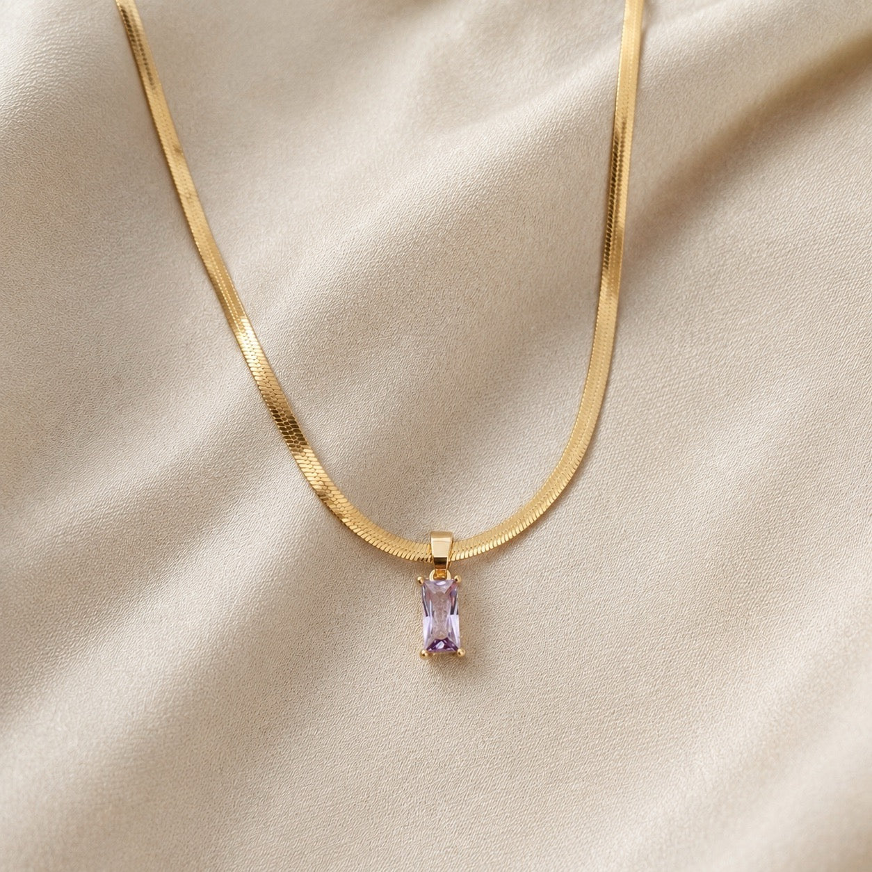 TFC Purple Recto Gold Plated Pendant Necklace