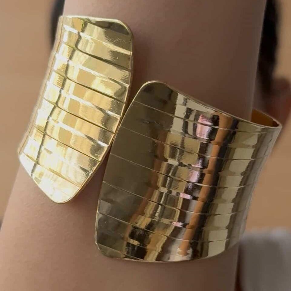 TFC Sleek Edge Stack Gold Plated Bracelet cuff