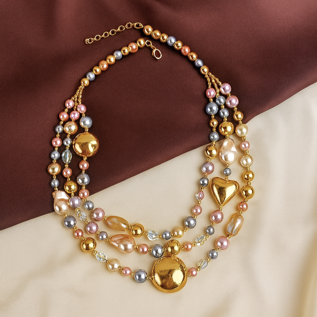 TFC Princess Blush Gold Plated Layered Necklace