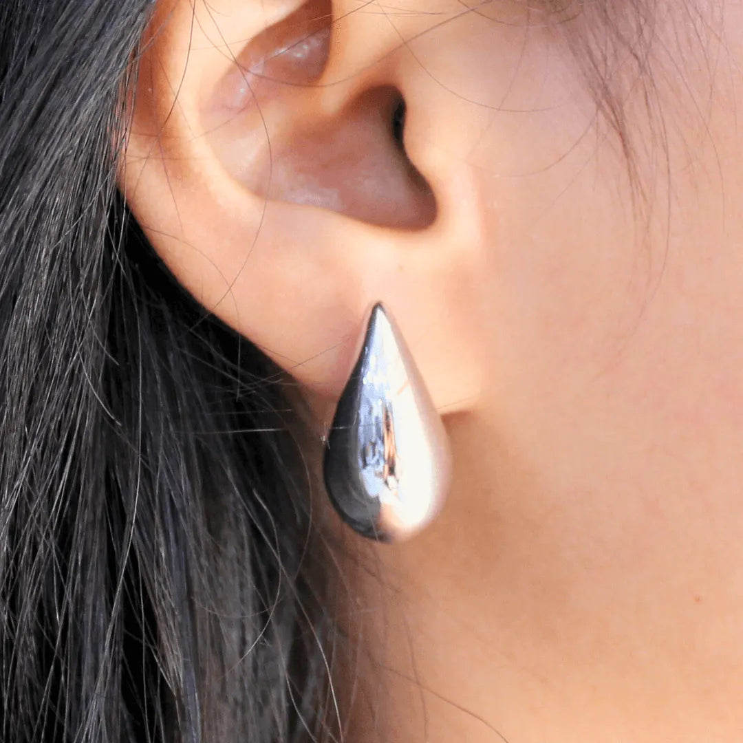 TFC Trendy Biggest Bottega Teardrop Silver Plated Stud Earrings