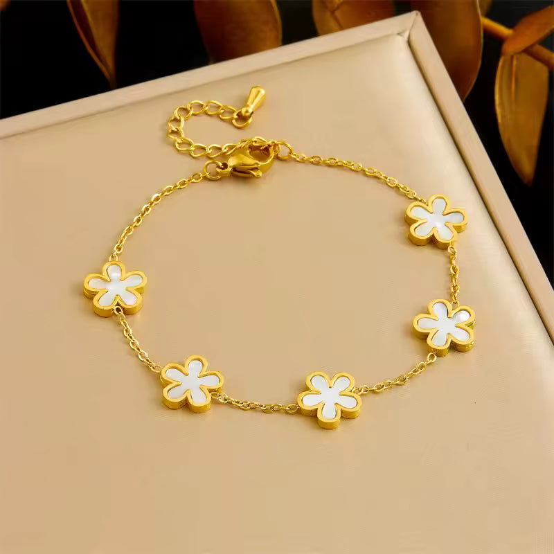 TFC White Bloom Gold Plated Bracelet