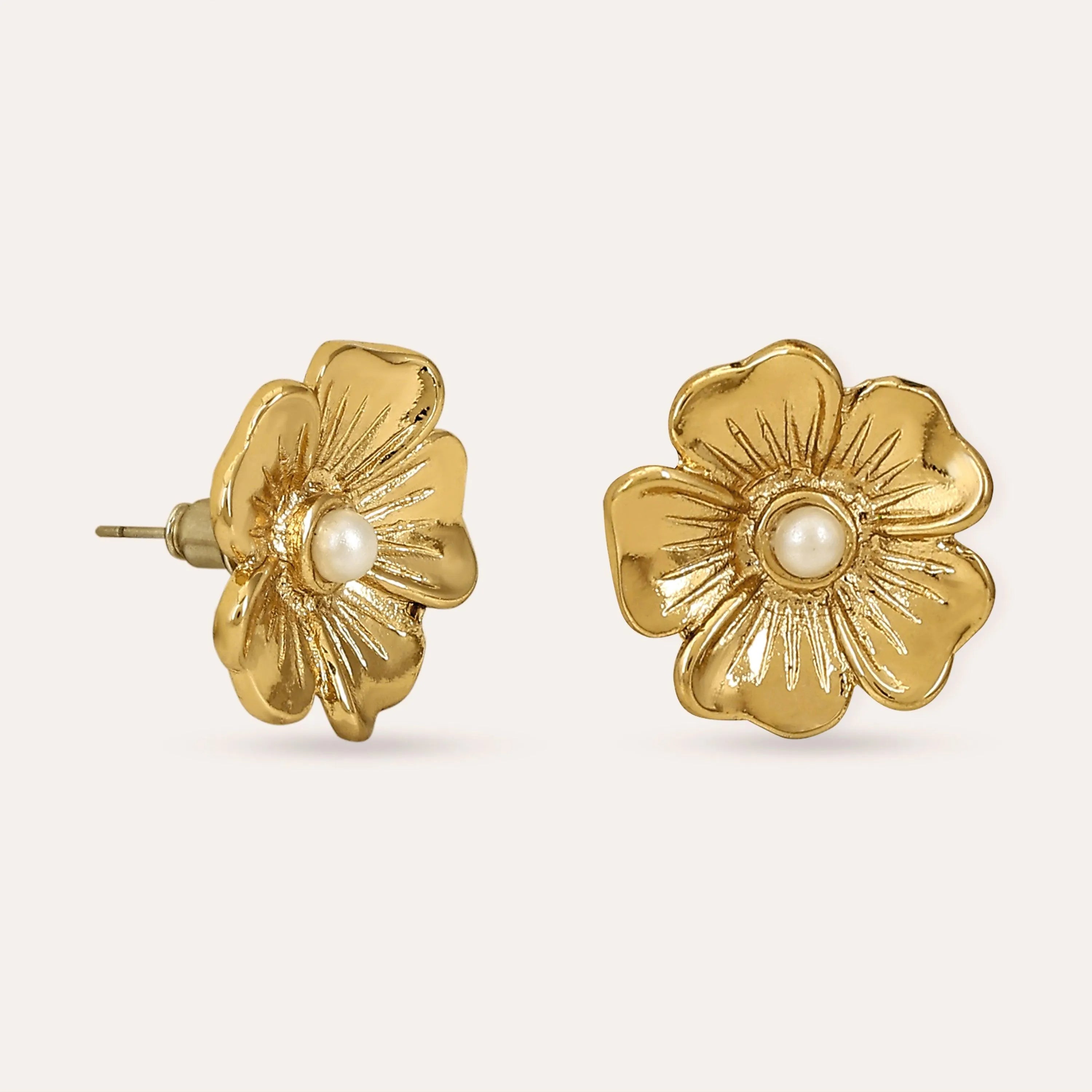TFC Flower Whisperers Gold Plated Stud Earrings-Discover daily wear gold earrings including stud earrings, hoop earrings, and pearl earrings, perfect as earrings for women and earrings for girls.Find the cheapest fashion jewellery which is anti-tarnish only at The Fun company