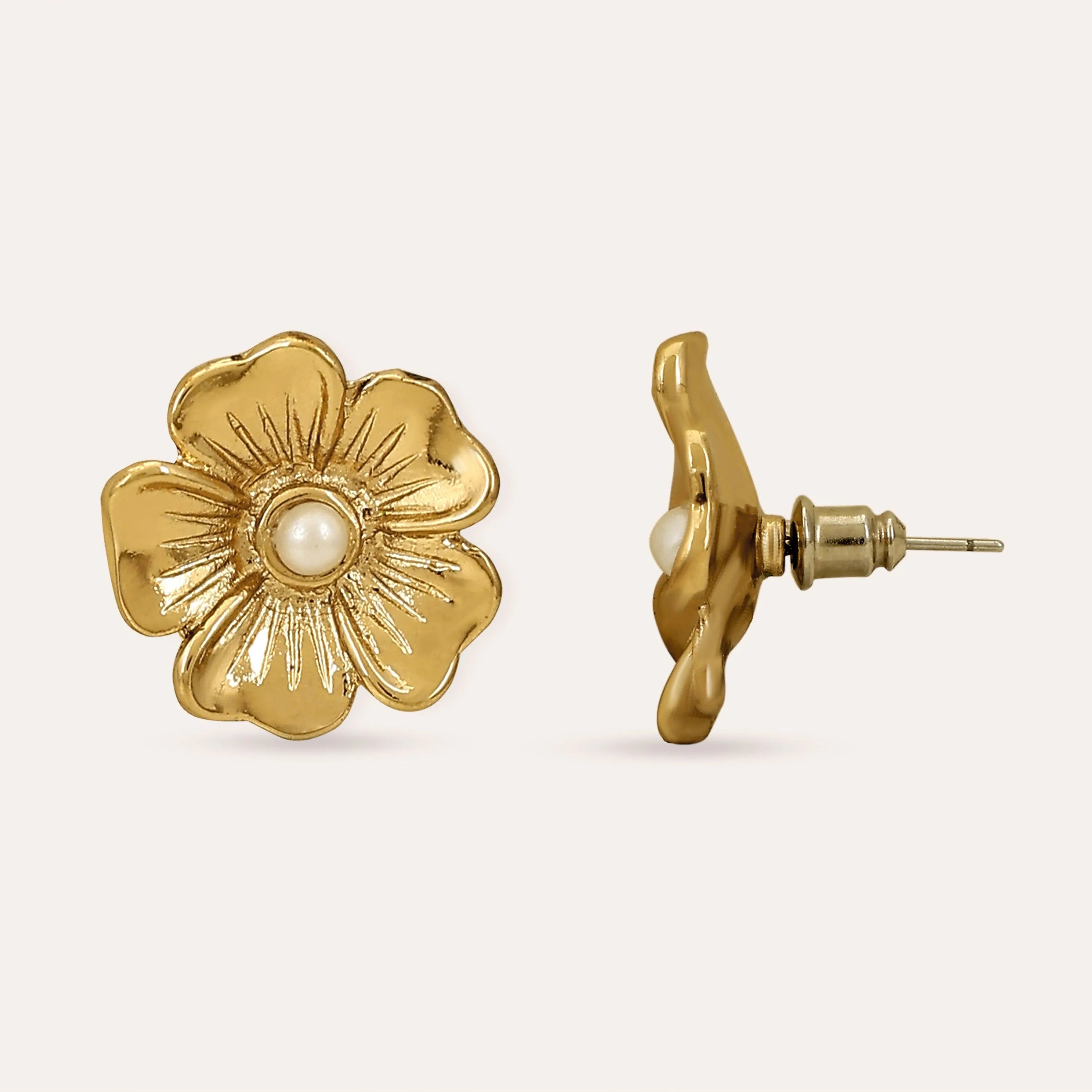 TFC Flower Whisperers Gold Plated Stud Earrings-Discover daily wear gold earrings including stud earrings, hoop earrings, and pearl earrings, perfect as earrings for women and earrings for girls.Find the cheapest fashion jewellery which is anti-tarnish only at The Fun company