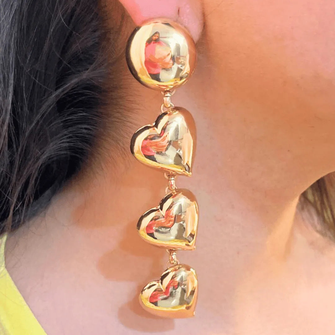 TFC Bold Heart Sway Gold Plated Dangler Earrings