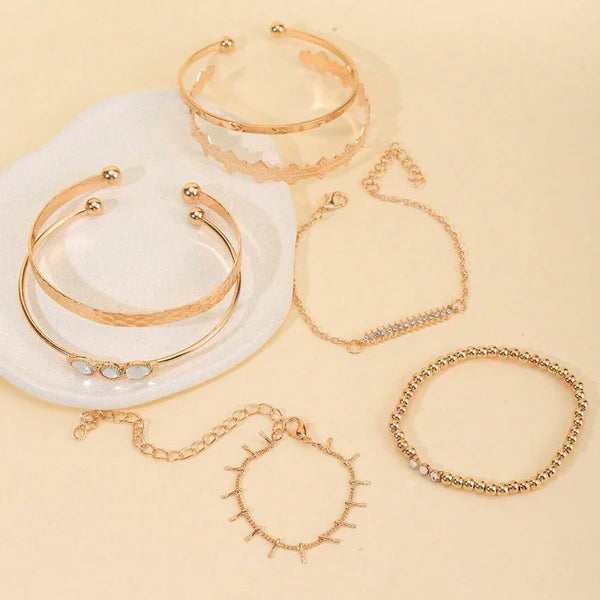 TFC Boho Style Gold Plated Bracelets (Set of 7)