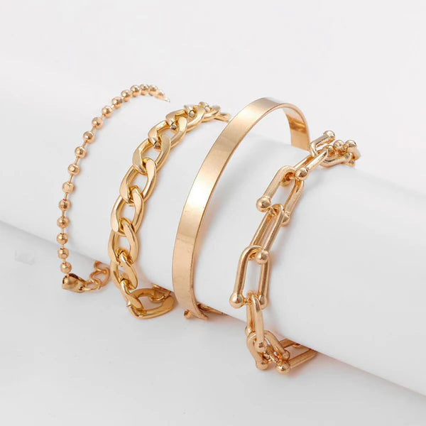 TFC Minimalist Wraparound Gold Plated Bracelet (Set of 4 )