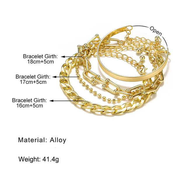 TFC Minimalist Wraparound Gold Plated Bracelet (Set of 4 )
