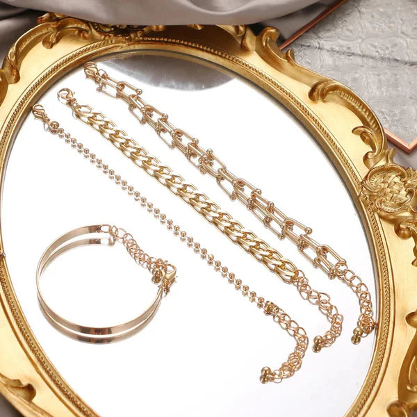 TFC Minimalist Wraparound Gold Plated Bracelet (Set of 4 )