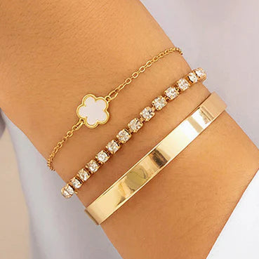TFC White Clover Set Gold Plated Bracelet (set of 3)