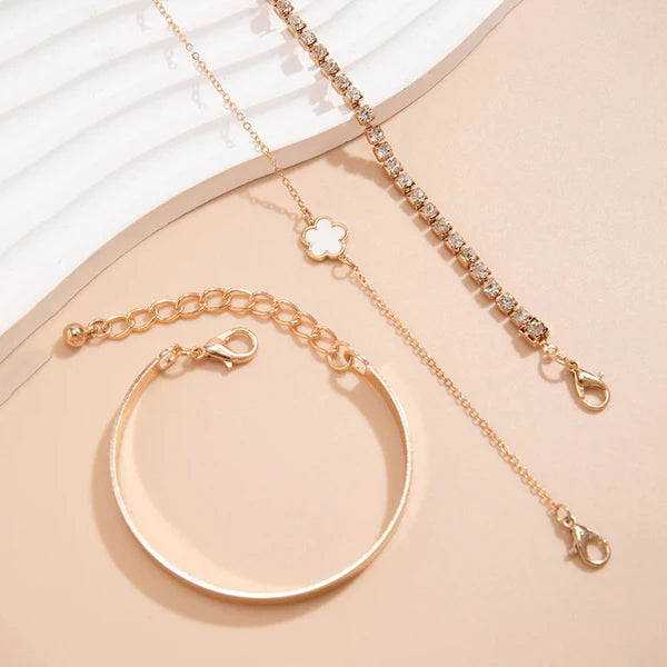 TFC White Clover Set Gold Plated Bracelet (set of 3)