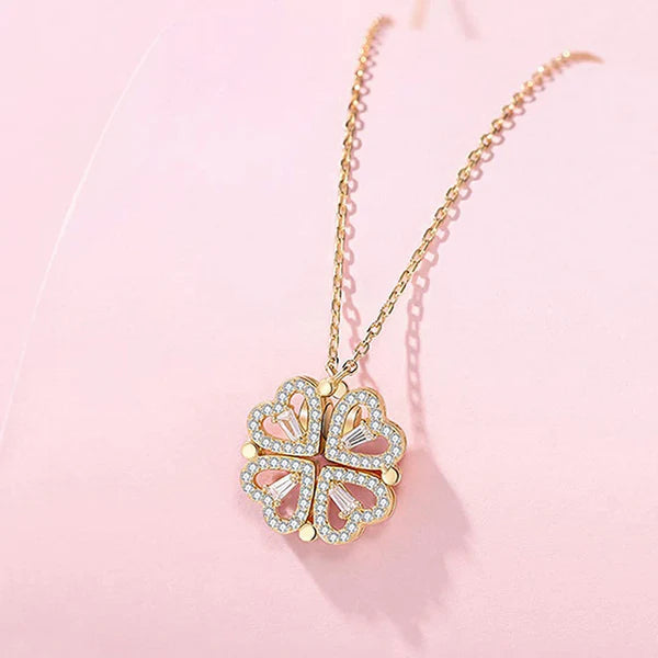 TFC Multi Clover & Heart Stone Gold Plated Pendant Necklace
