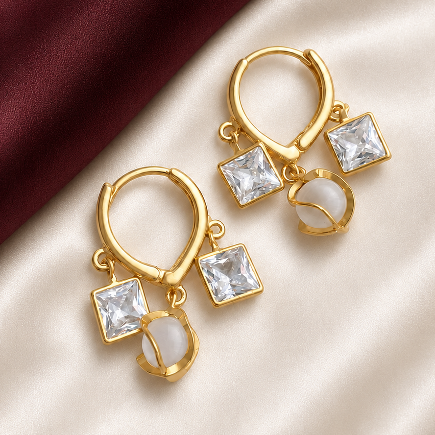TFC Symmetric Drop Gold Plated Earring
