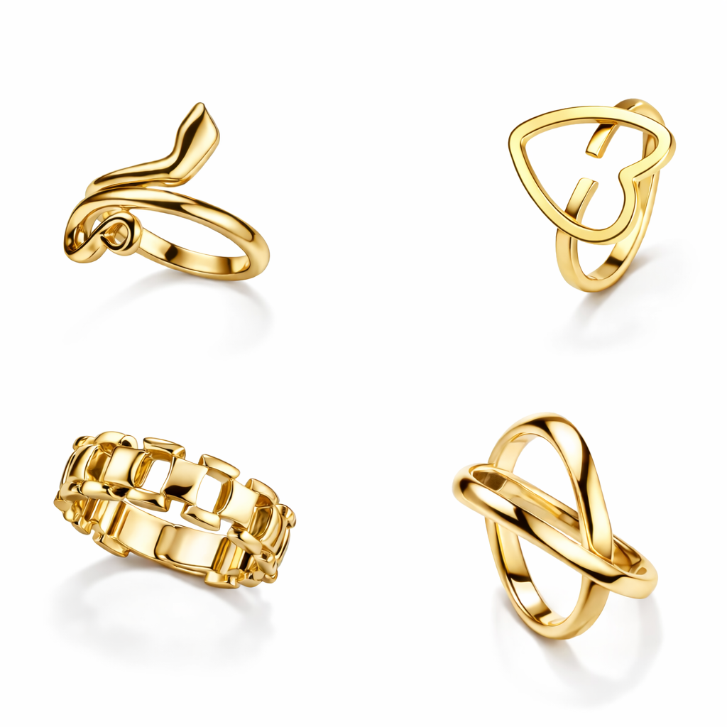 TFC Newest Rings Gold Plated Combo Set (set of 4)