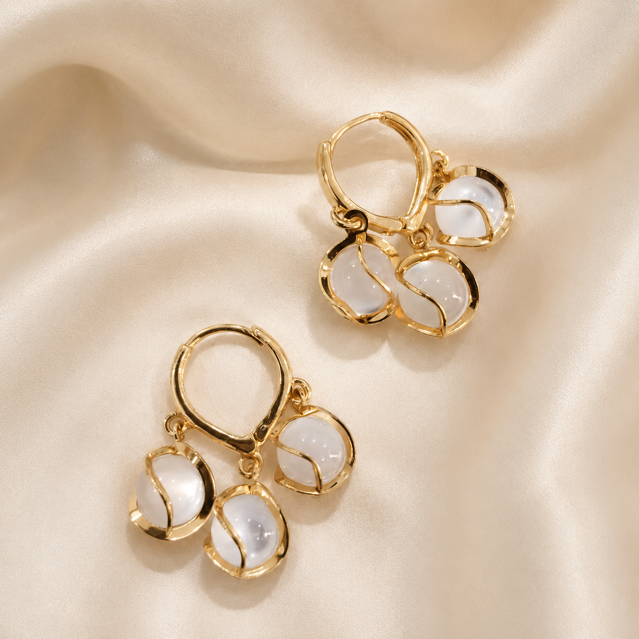 TFC Glow Pearl Hoops Gold Plated Dangler Earrings
