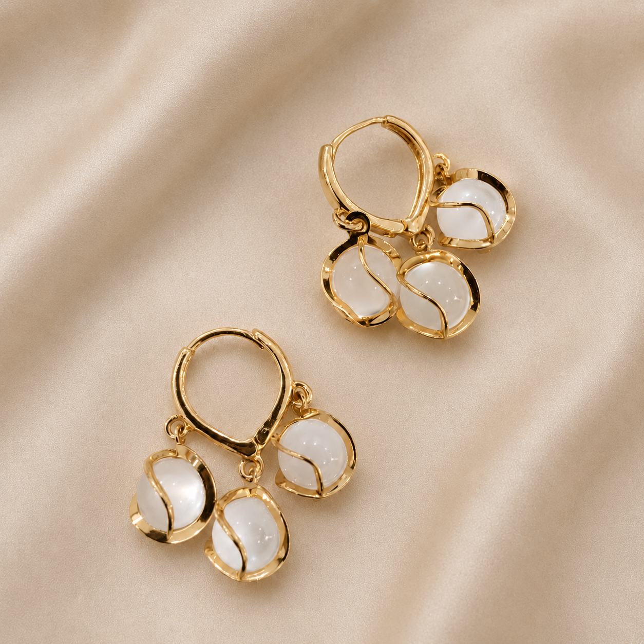 TFC Glow Pearl Hoops Gold Plated Dangler Earrings