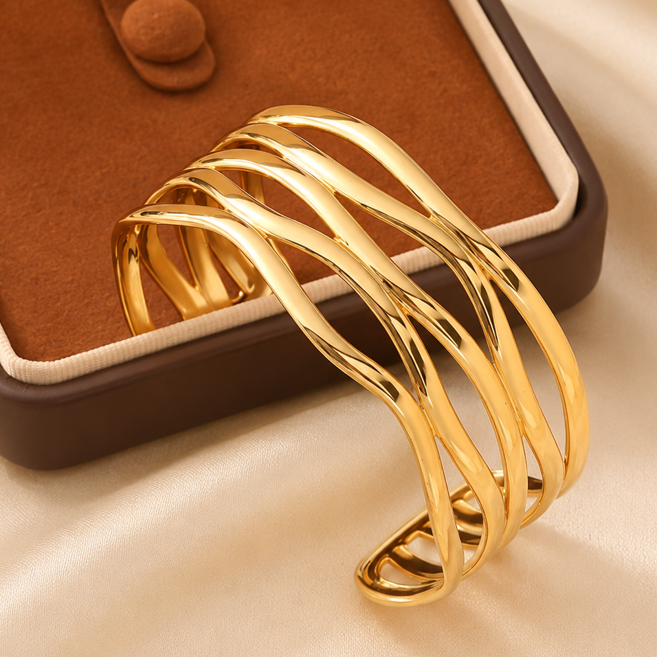 TFC Adjustable Beach Bloom Gold Plated Cuff Bracelet