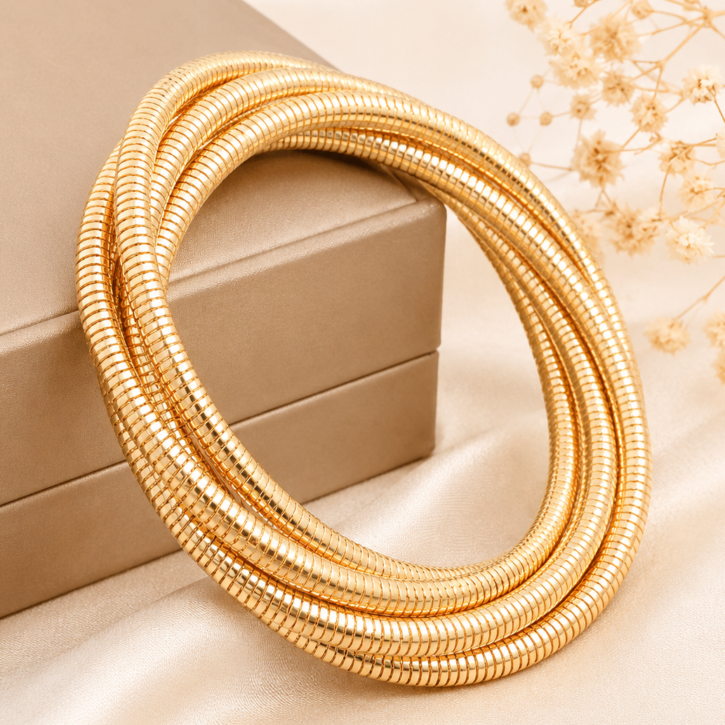 TFC Size 2.6 Twisted Gold Plated Bracelet Bangle