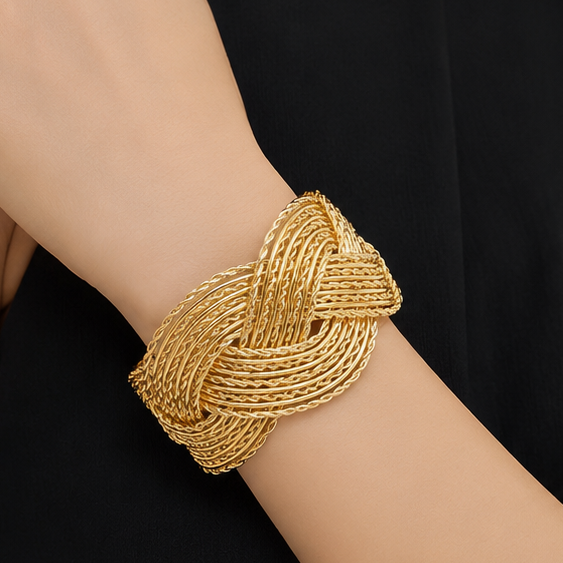 TFC Adjustable Nova Layered Gold Plated Cuff Bracelet