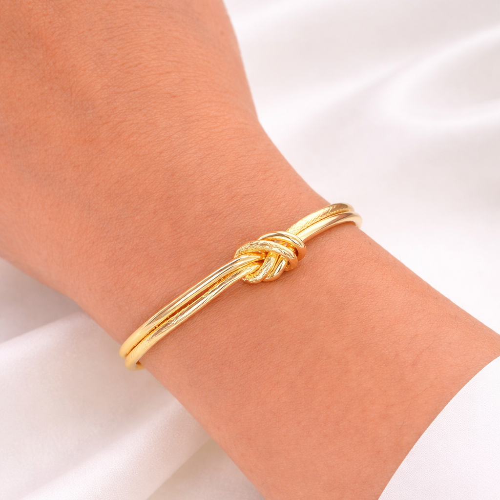 TFC Elegant knot Gold Plated Adjustable Bangle
