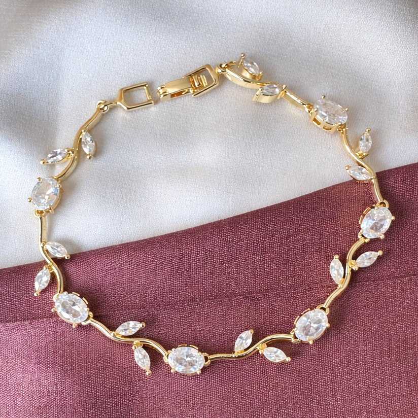 TFC White Elegant Tulip Gold Plated Wraparound bracelet