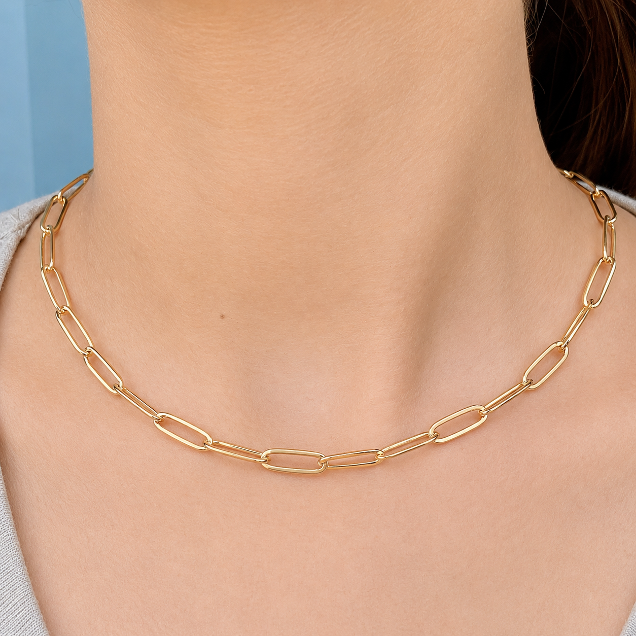 TFC Oval Loops Gold Plated Chain Necklace