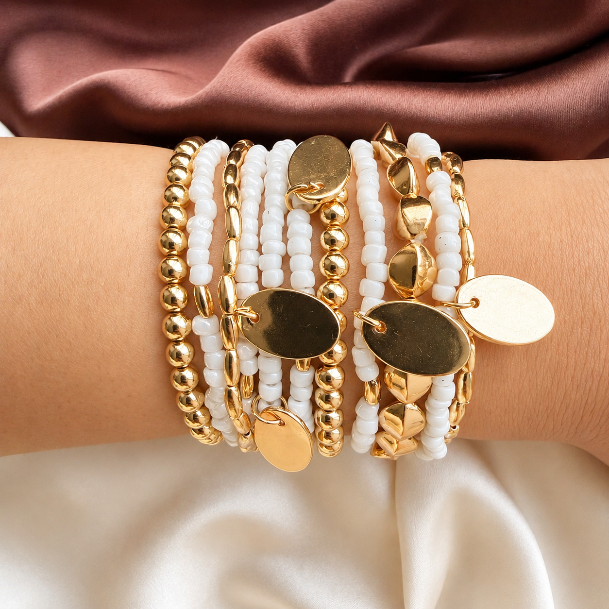 TFC Plain White Gold Plated Bracelet (set of 11)