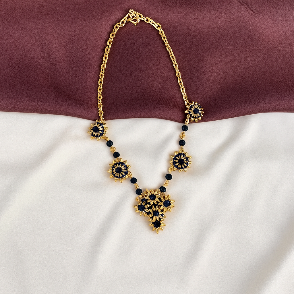 TFC Black Stone Gold Plated Necklace