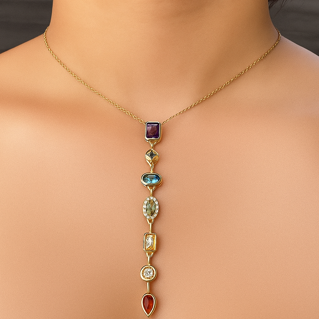 TFC Trendy Stone Line Gold Plated Necklace