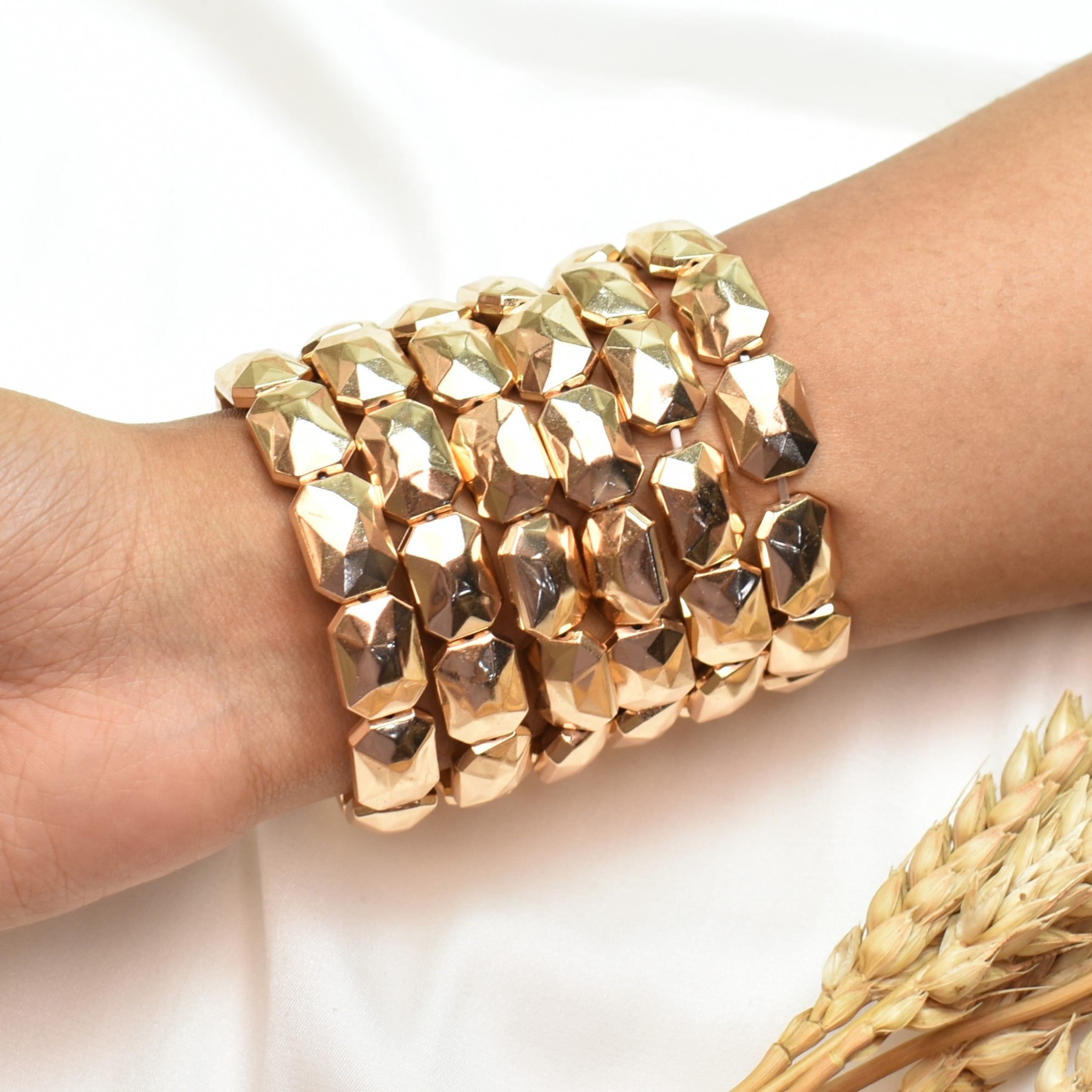 TFC Crystal Shine Gold Plated Stacked Bracelet (set of 6)