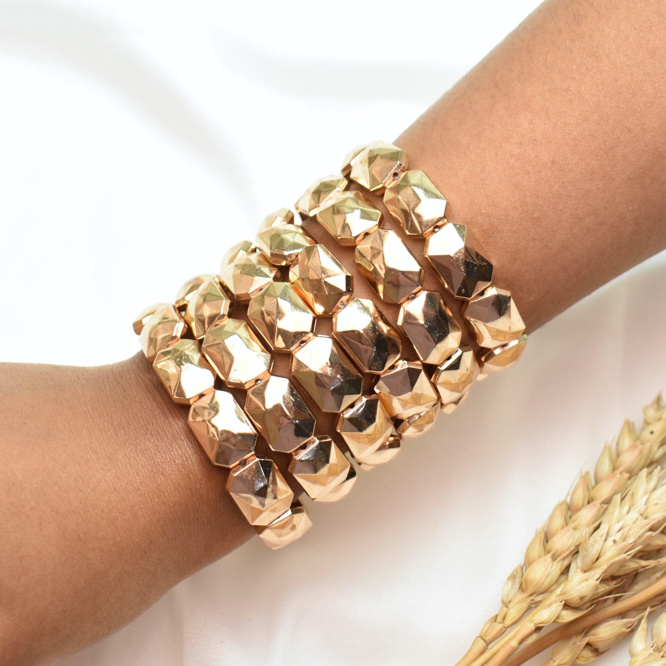 TFC Crystal Shine Gold Plated Stacked Bracelet (set of 6)