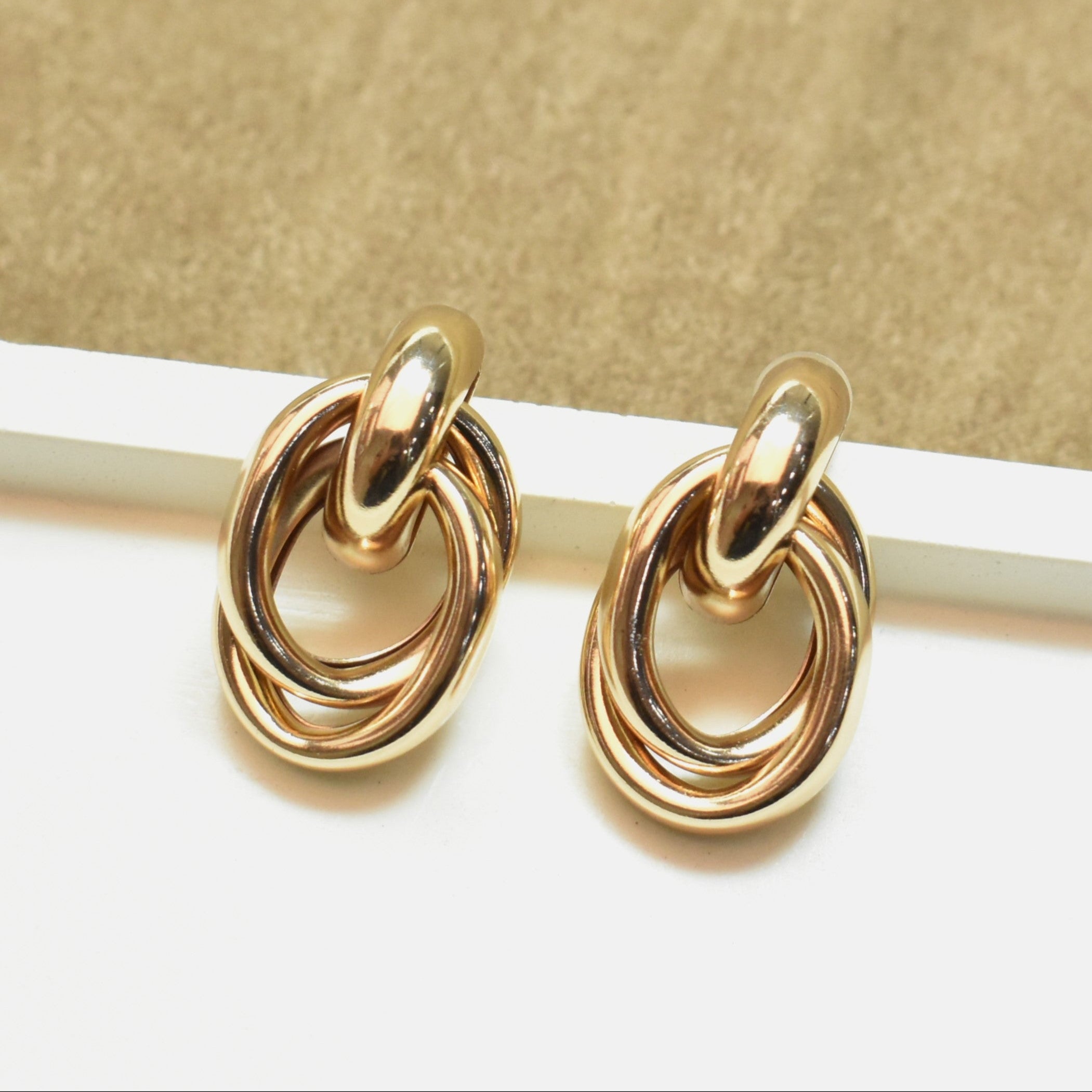 TFC Infinity Loop Gold Plated Hoop Earrings