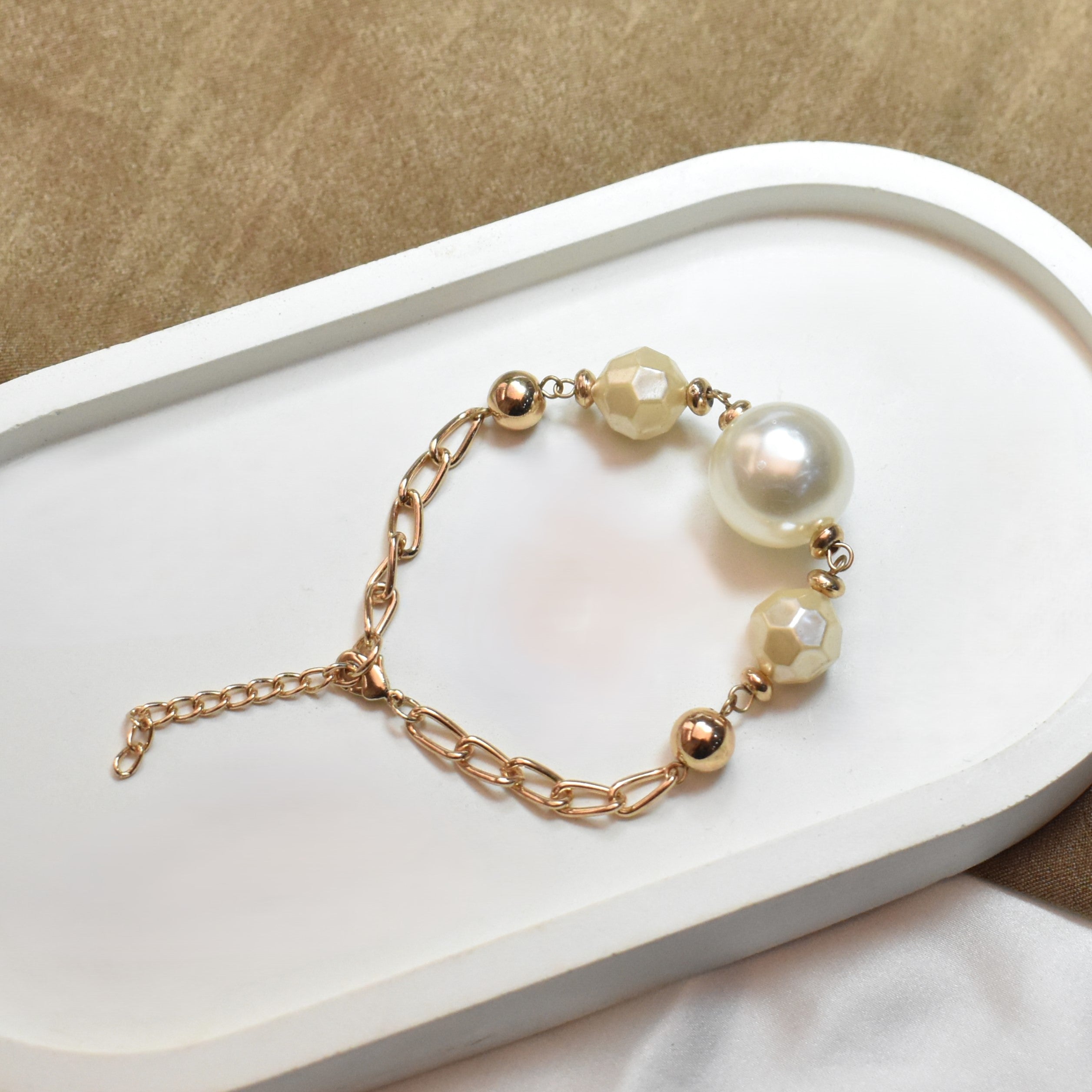 TFC Bold Pearly Gold Plated Bracelet