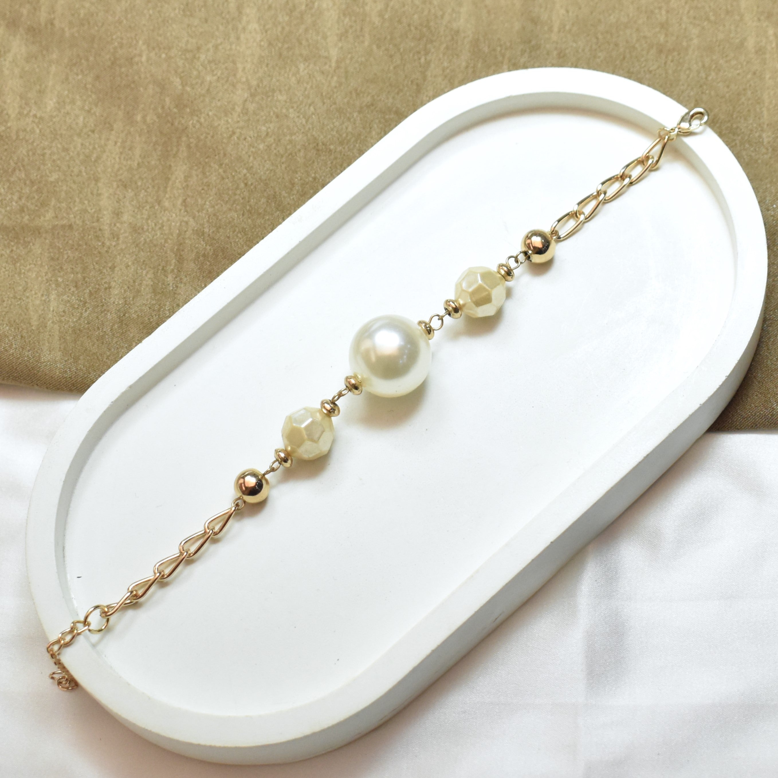 TFC Bold Pearly Gold Plated Bracelet