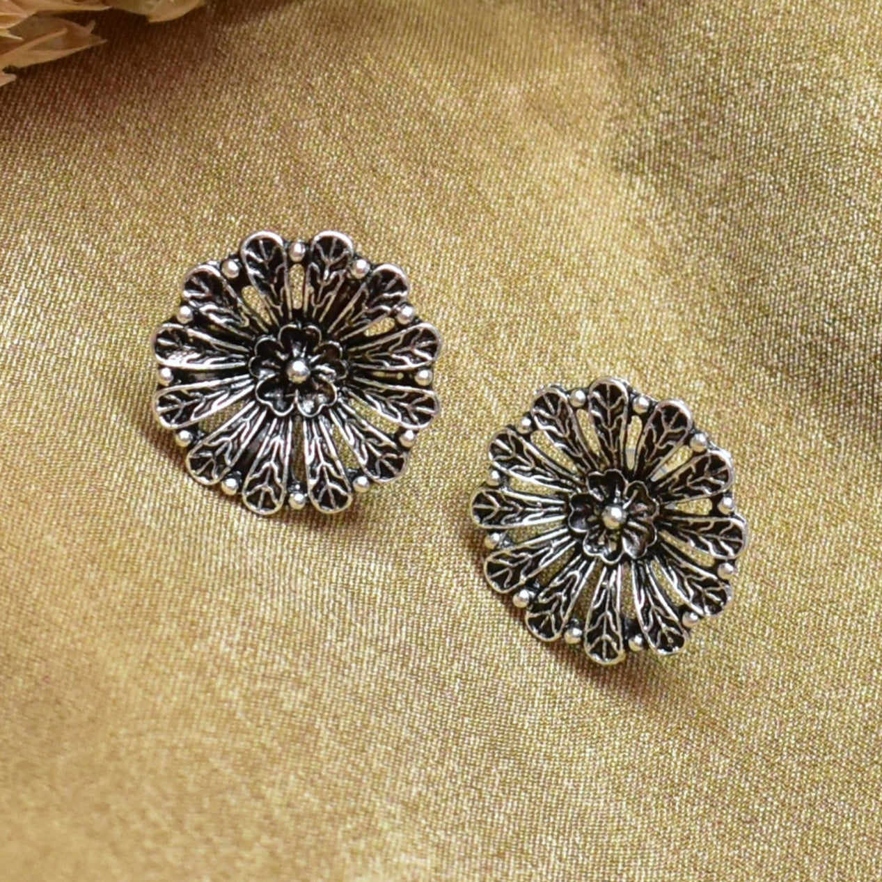 TFC Sterling Bloom Oxidised Stud Earrings